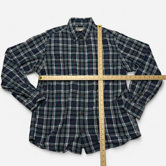 Duluth Trading Co Blue Red Plaid Flannel Shirt Men’s Large Cotton - Picture 5 of 5